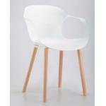 modern PP dining arm chair with wooden leg for sale
