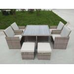PE Wicker 8 Seater Sofa Set With Square Table Outdoor Rattan Cube Sets for sale