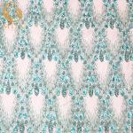 Elegant Beaded Decoration 3D Flower Lace Fabric Handmade Net Embroidery for sale