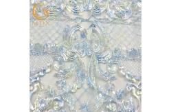 China Soft Touching Sparkly Lace Fabric Embroidery Mesh 135cm Width For Dressmaking supplier