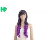 Loose Curly Synthetic Hair Wigs Lace Cap , High Temperature Fiber Wig for sale