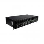 100M 1000M 19'' 1310nm AC100V Media Converter Rack 14 Slots for sale