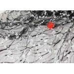 Stretch Polyester Guipure Lace Fabric , Black And White 3D Floral Mesh Fabric