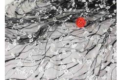 China Stretch Polyester Guipure Lace Fabric , Black And White 3D Floral Mesh Fabric supplier