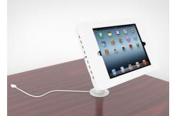 China Adjustable Goose Neck Ipad Kiosk Stand Metal Desk Mounted Enclosure Powder Coated Finish supplier