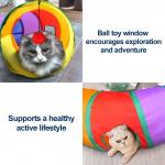Portable Collapsible 3 Way Cat Tunnel With Pom Ball