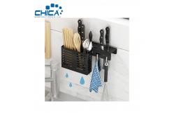 China Wholesale Black Kitchen Knife Rack with Hooks for Kitchen Storage supplier