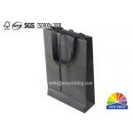 New Design Luxury Spot UV-coating Logo Black Cardboard Paper Bag With Ribbon Handle for sale