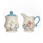 Modern Kitchen Sugar And Creamer Set Container Decal In Glaze Ceramic Restaurant With Lid And Holder for sale