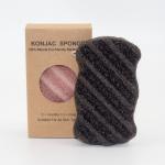 12.5*7.0*2.8cm Wave Shaped Charcoal Body Sponge Konjac Exfoliator Sponge For Body for sale