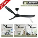 CE ROHS 3 Blade Solid Wood Ceiling Fan Without Light 60 Inch