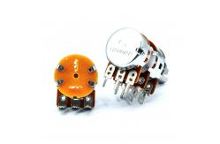 China Vertical  5k Audio Taper Potentiometer 16mm Double Gang Potentiometer supplier