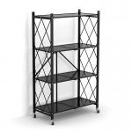 Home Kitchen 4 Tiers Metal Folding Shelf With 4 Wheels for sale