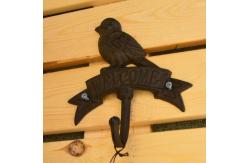 China Antique Wall Mount Bird shape Black Iron Coat Hooks supplier