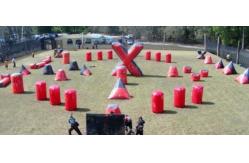 China High Strength High Density, PVC Tarpaulin Inflatable Paint Bunker Trampoline Combo supplier