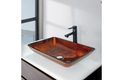 China 110mm Rectangular Table Top Wash Basin Table Top Counter Design Tempered Glass supplier