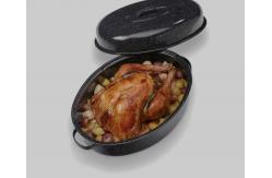 China Enamel Deep Fryer Sour Casserole Potato Pot 0.5mm Thickness Turkey Roast Pan supplier