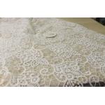 Scalloped White Guipure Lace Fabric Watersoluble Polyester Material for sale