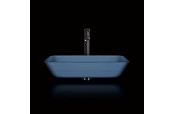 China Handmade Toughened Glass Sink Matt Vessel Light Blue Vanity Rectangular supplier
