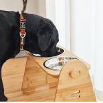 Durable Bamboo Adjustable Raised Dog Bowls For Large Dogs for sale