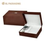 Custom Logo Flip-Top Watch Box With Lychee Texture Faux Leather Paper for Jewelry and Watch Gift Packaging for sale