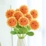10x43cm Handmade Knitted Sunflower with Smiling Face Variety Sunflower Teacher's Day Artificial Flower Gift for sale