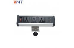 China Silver / Black Desktop Mounted Power Outlet , Desk Mounted Power Sockets supplier