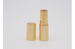 China Gold Aluminum Magnetic Lip Balm Tubes Empty Lip Balm Containers Round Shape supplier