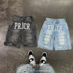 Custom Embroidery Raw Hem Patches Logo High Quality Streetwear Baggy Distressed Black Washed Denim Jeans Shorts for Men for sale