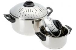 China 6qt & 2qt Stainless Steel Pasta Pot Set with Locking Strainer Lids supplier