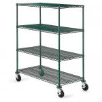 Green Epoxy Metal Commercial Wire Shelving 4 - Tier Mobile Adjustable for sale