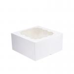 White Paper Takeaway Containers , Kraft Square Cake Box With Window for sale