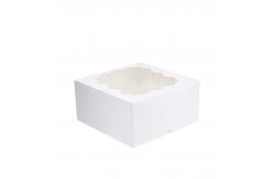 China White Paper Takeaway Containers , Kraft Square Cake Box With Window supplier