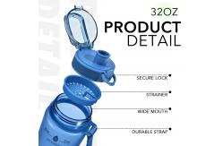 China HAS 32oz Motivational Water Bottles With Time Marker & Fruit Strainer supplier