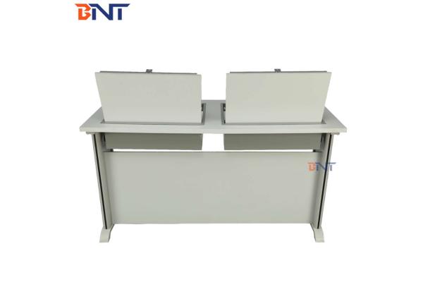 Manual Flip Top Computer Desk With Buffering Hydraulic Pressure Lock