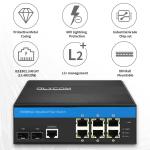 2 Optical To 6 Rj45 8 Port Gigabit Managed Industrial POE Switch L2 Din Rail for sale