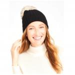 Female Knitted Beanie With Pom Pom , Cashmere Winter Hat With Two Pom Poms for sale