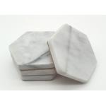 Polished White Stone Coasters Hexagon Shape Moisture Proof High Durability