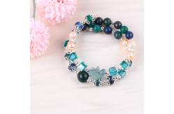 China Unicorn Carving Adjustable 2 Layer Azurite Stone Crystal Bracelet supplier