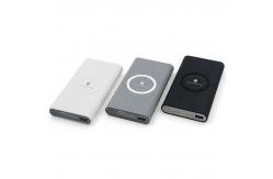 China Wireless Qi Length 135mm Personalised Power Bank Black White Grey supplier