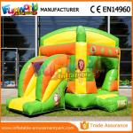 Funny Green / Yellow Inflatable Bouncy Slide 0.5mm PVC Tarpaulin Commercial for sale