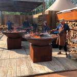 Wood Charcoal Burning Rust Corten Steel BBQ Grill for Outdoor Cooking for sale