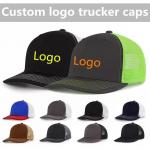 Custom Pre Curved Mesh Hat Cotton Trucker Cap with Plastic Snapback for sale