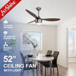 Metal Ceiling Fan with Light 3 ABS Wooden Blades Wall Control Black/Brown/OEM Colors for sale