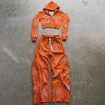 Custom Women Sweat Suit Screen Print  Streetwear Hoodie And Sweatpants Set for sale