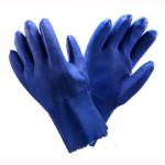 Impermeable PVC Work Gloves , Blue Color PVC Coated Gloves For Electrical for sale