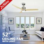 1stshine 52inch 132cm Modern Wood Blade Ceiling Fan with LED Lights Energy Saving DC for sale
