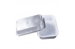 China 350ml Rectangle Disposable Airline Food Service Aluminum Foil Container With Lid supplier