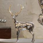 316L Stainless Steel Animal Sculpture , Modern Large Metal Deer Statue for sale