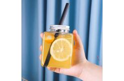 China 400ml Pet Square Shape Plastic Beverage Bottles Juice With Cap Food Grade Paper supplier